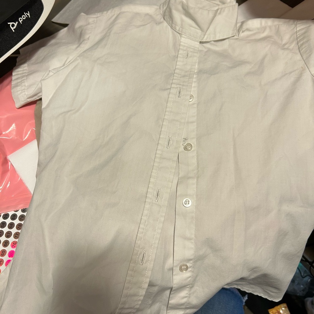 Devnaire Kids White Short Sleeve Shirt w/ ratcatcher collar